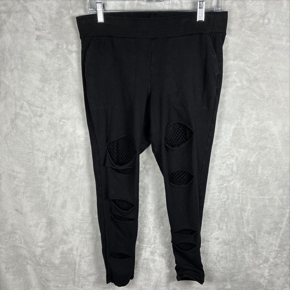Torrid Black Mesh Distressed Cutout Leggings Womens Size 1 High Rise Edgy Punk